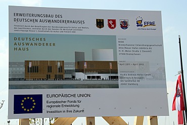 Ein Schild informiert über das Bauvorhaben