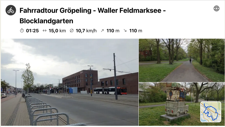 Fahrradtour Gröpeling - Waller Feldmarksee - Blocklandgarten