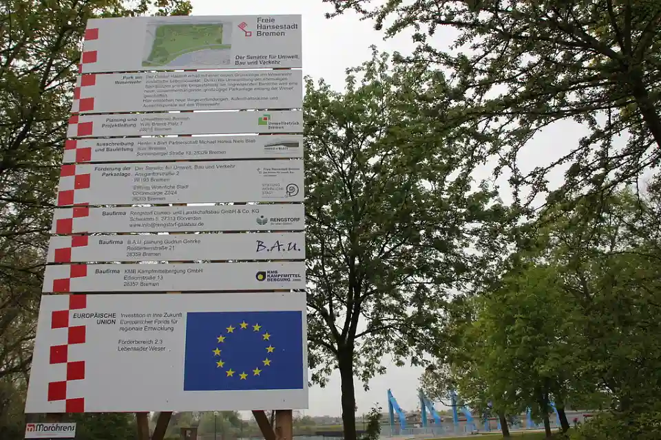 Schild am neuen Park