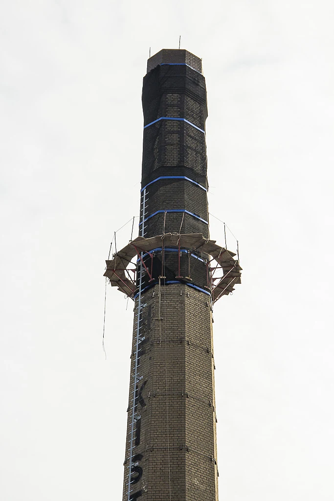 Chimney of the former sand-lime brick factory remains intact