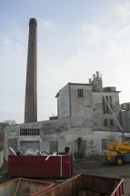 Factory building with chimney
