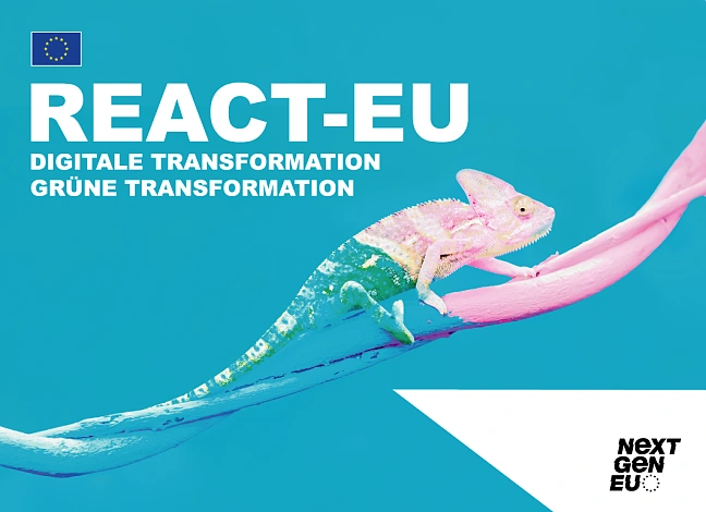 Chamälion mit Schriftzug REACT EU