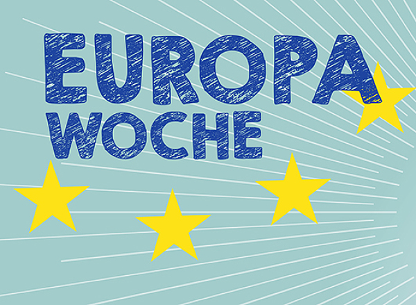 Bild der Europawoche 2020, EU Landkarte und ANkündigung der Europawoche