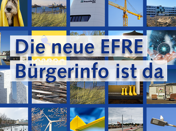 Bildkacheln mit dem Hinweis auf die Veröffentlichung der EFRE Bürgerinfo