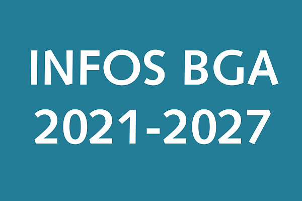 Infos BGA 2021-2027, weisse Schrift auf tüerkiesen Untergrund