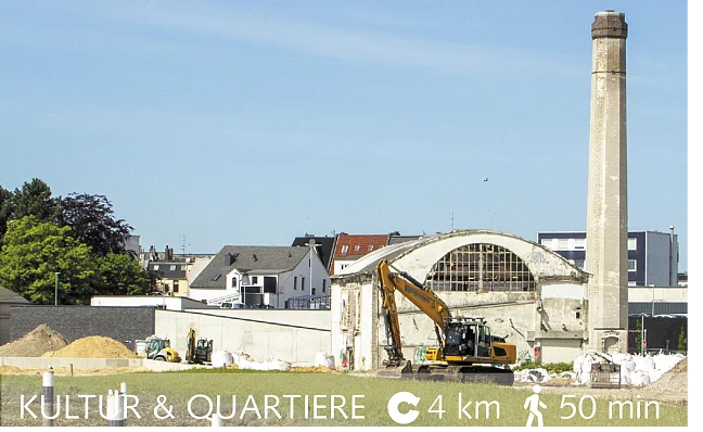 Aufnahme von Kistnergelände, alter Schornstein der erhalten bleibt