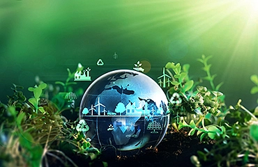 Kugel mit Symbolen für Umweltprojekte