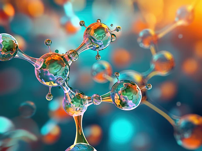 3D-Modell: Moleküle, Atome, chemische Bindungen, Biomoleküle, molekulare Nanostruktur.