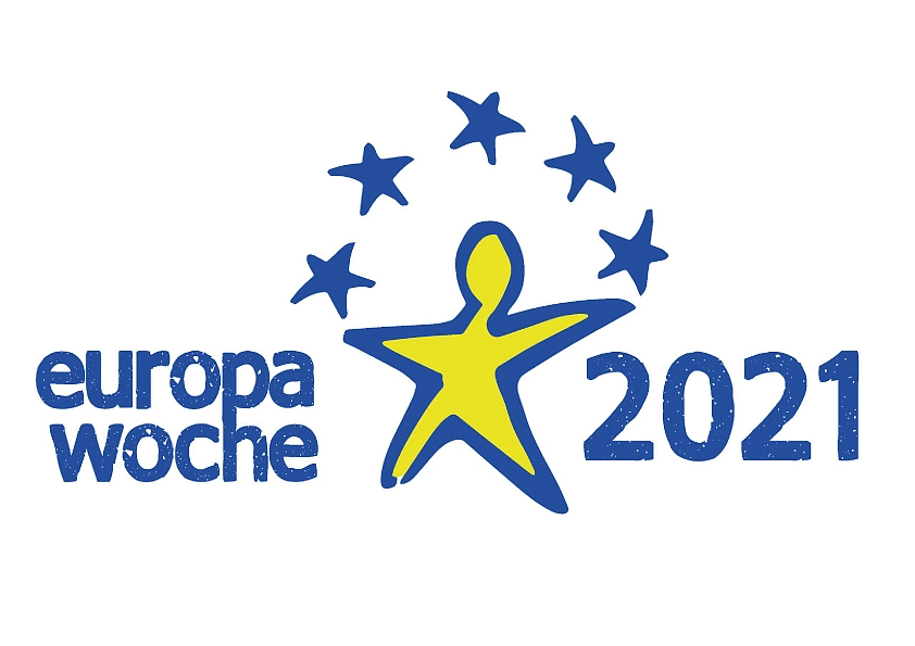 Logo der Europawoche 2021 der europ&auml;ischen Kommission. Sternenm&auml;nchen und Titel Europawoche 2021