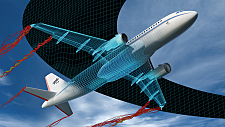 3D Render von einem Flugzeug, einem digitalen Zwilling.